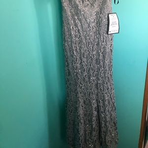Grey sequine long fitted dress